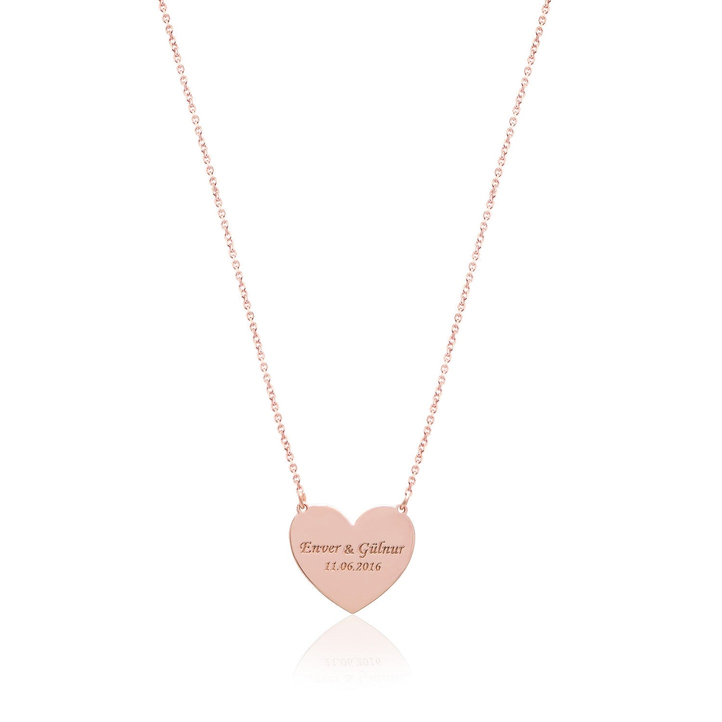Heart Necklace with Lovers' Names and Important Dates