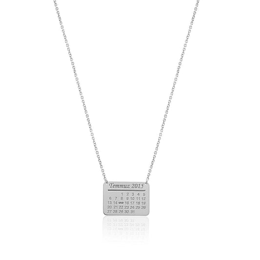 Love Calendar Gift Silver Special Date Necklace