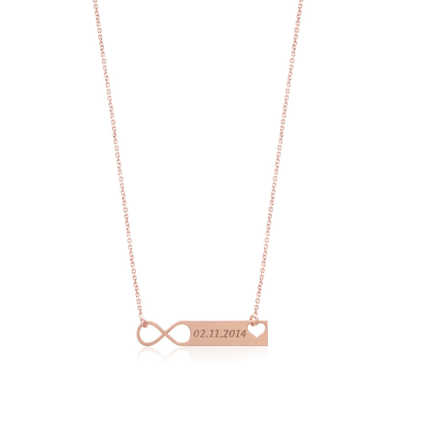 Significant Day Date Plate Sterling Silver Necklace With Eternity and Heart