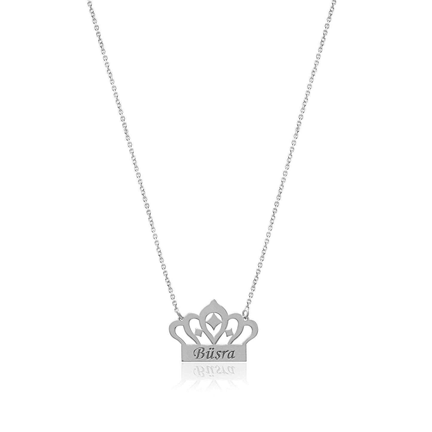 Prince / Princess Crown Sterling Silver Necklace with Name