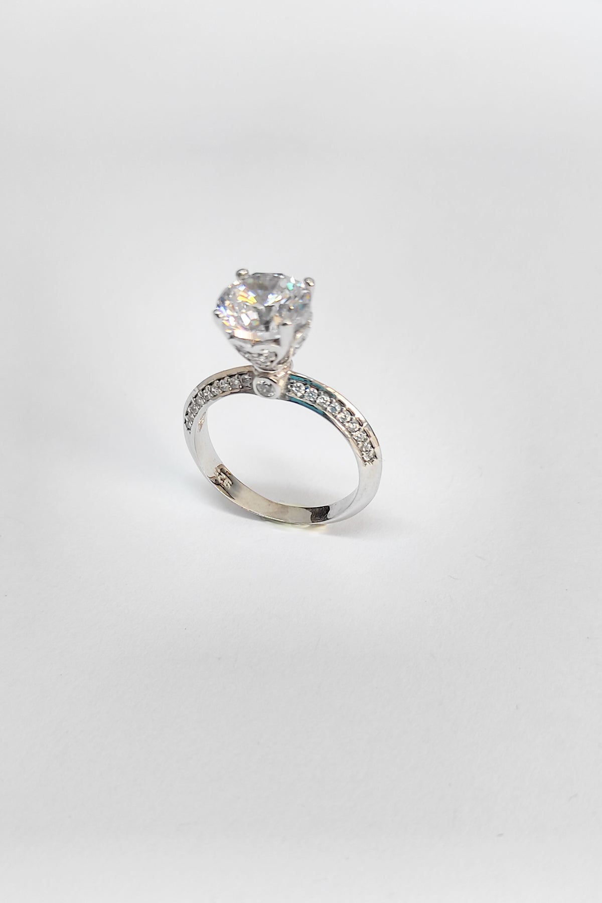 Big Swarovski Stone Silver Ring