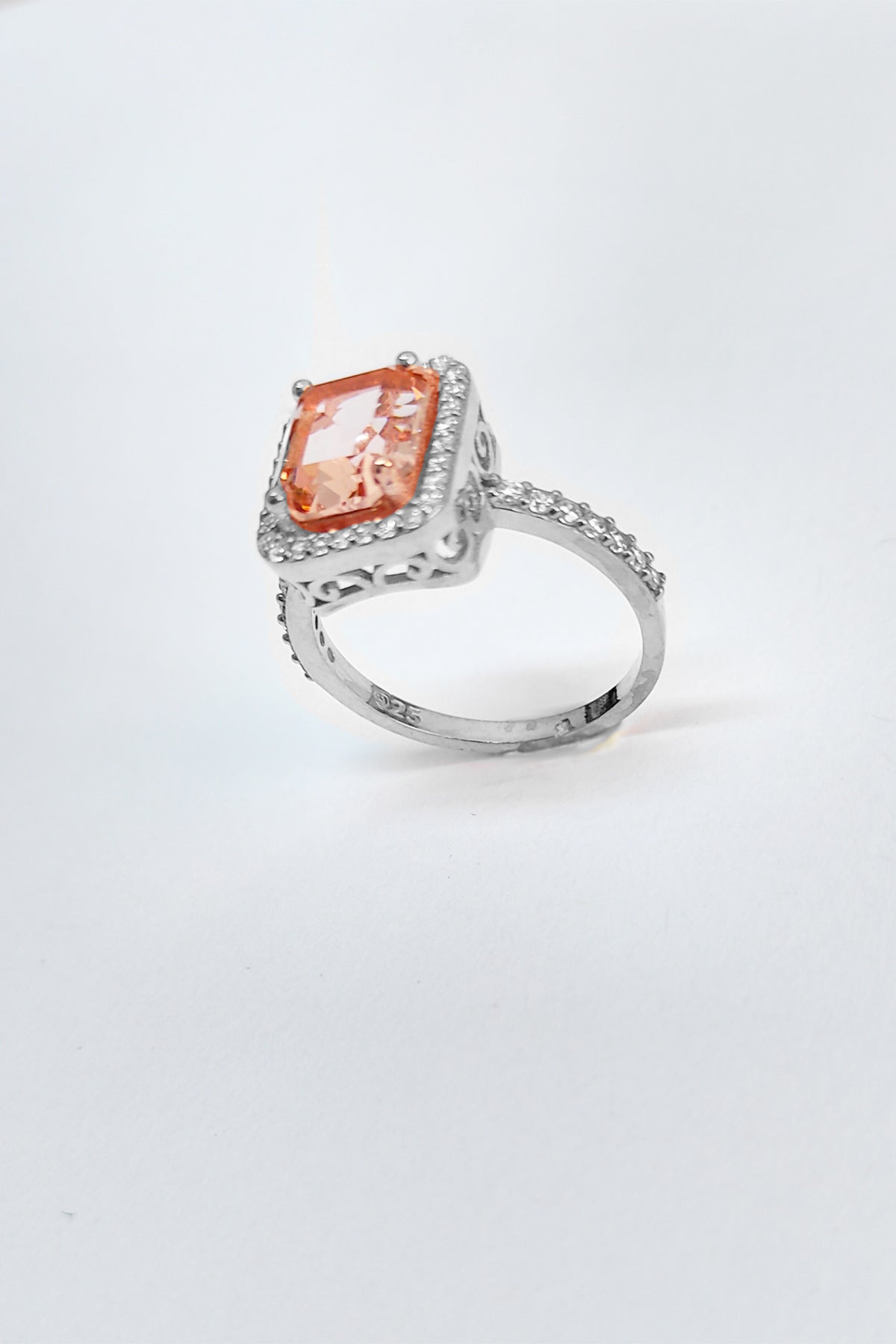 Pink Swarovski Stone Silver Ring