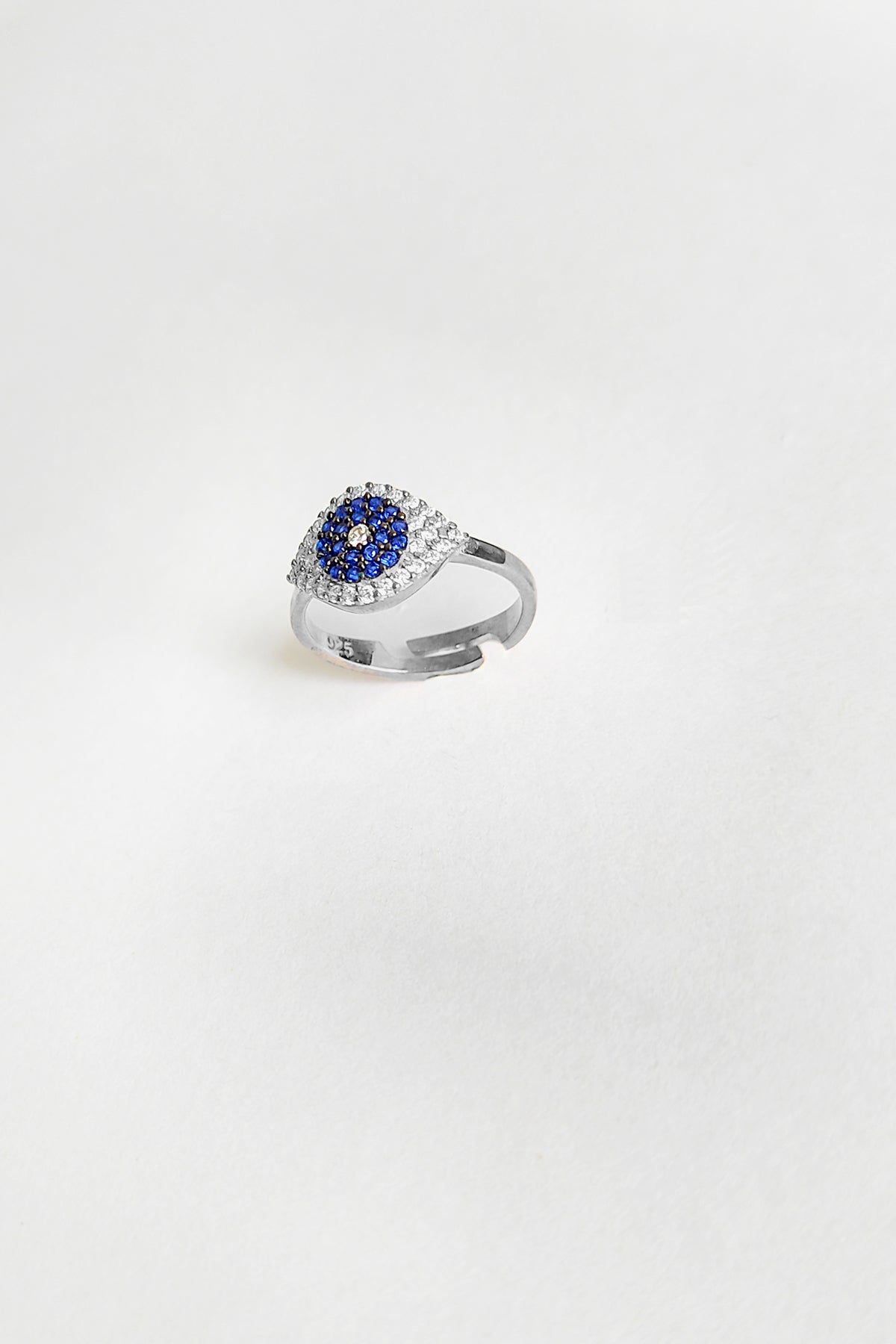 Navy Blue Stone Silver Joint Ring