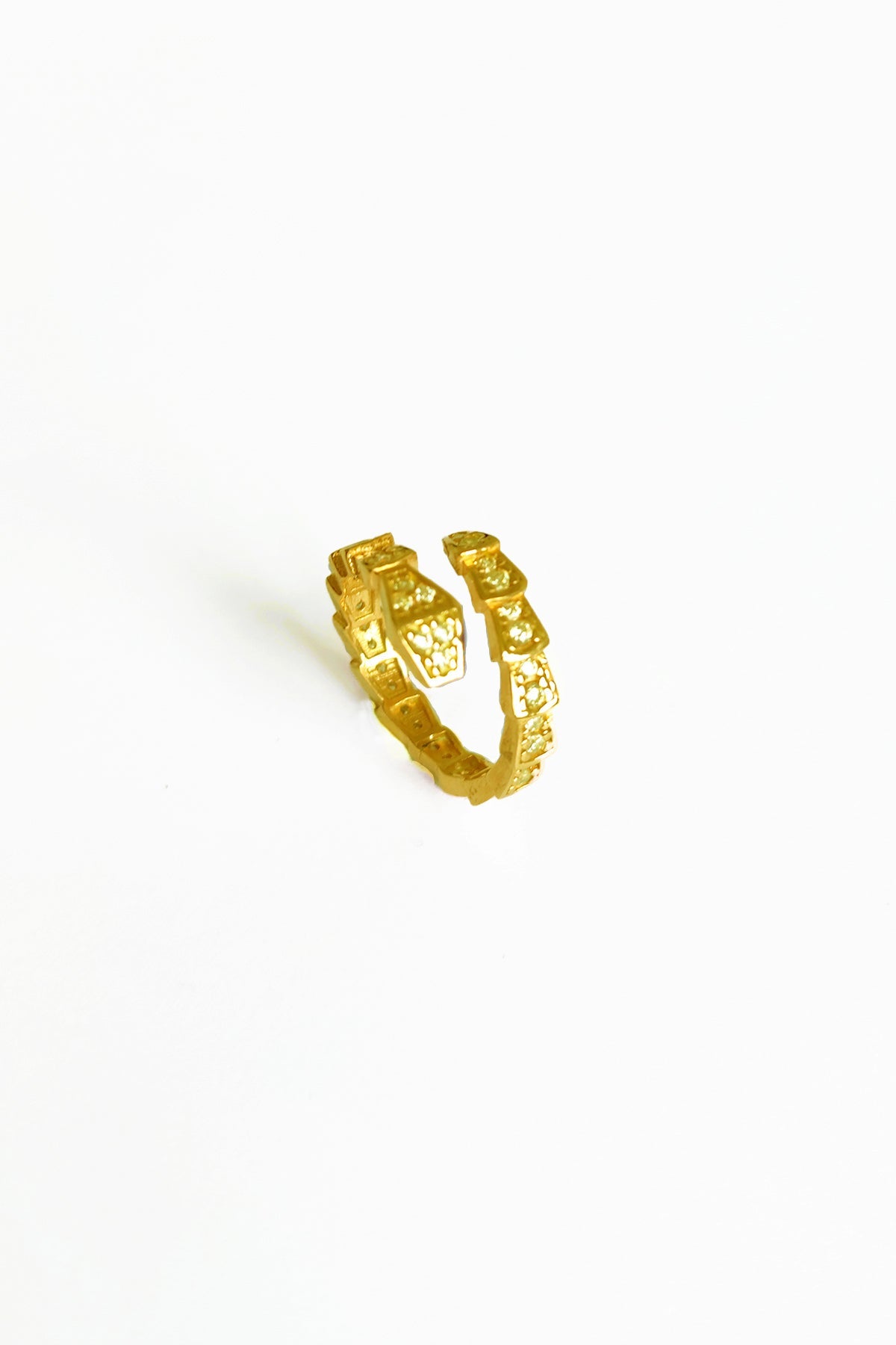 White Stone Silver Snake Ring, adjustable snake ring