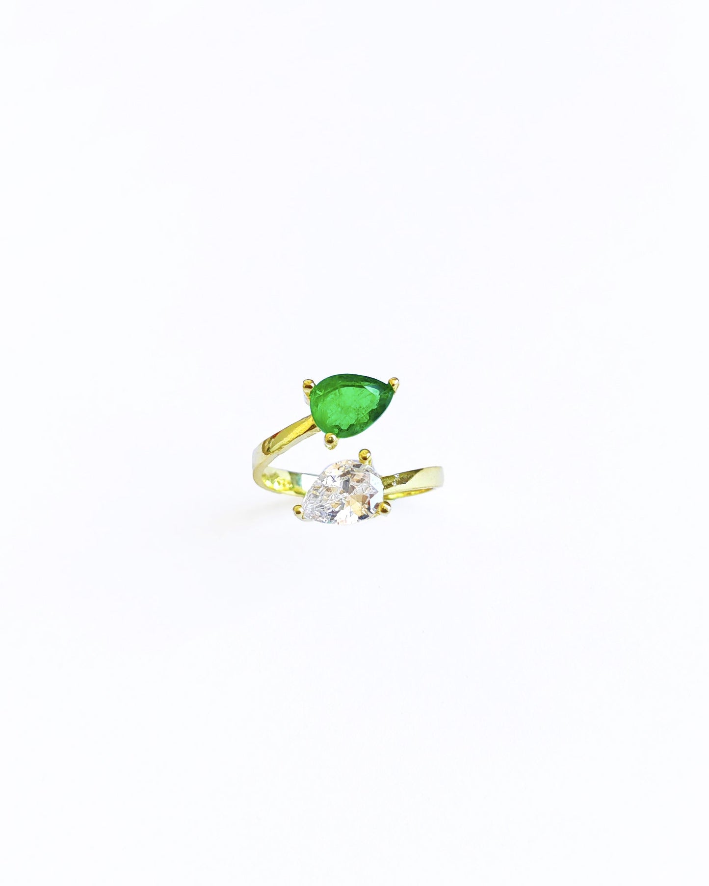 Baguette curved band Emerald rings Gold ring jacket Stackable rings, paraiba tourmaline