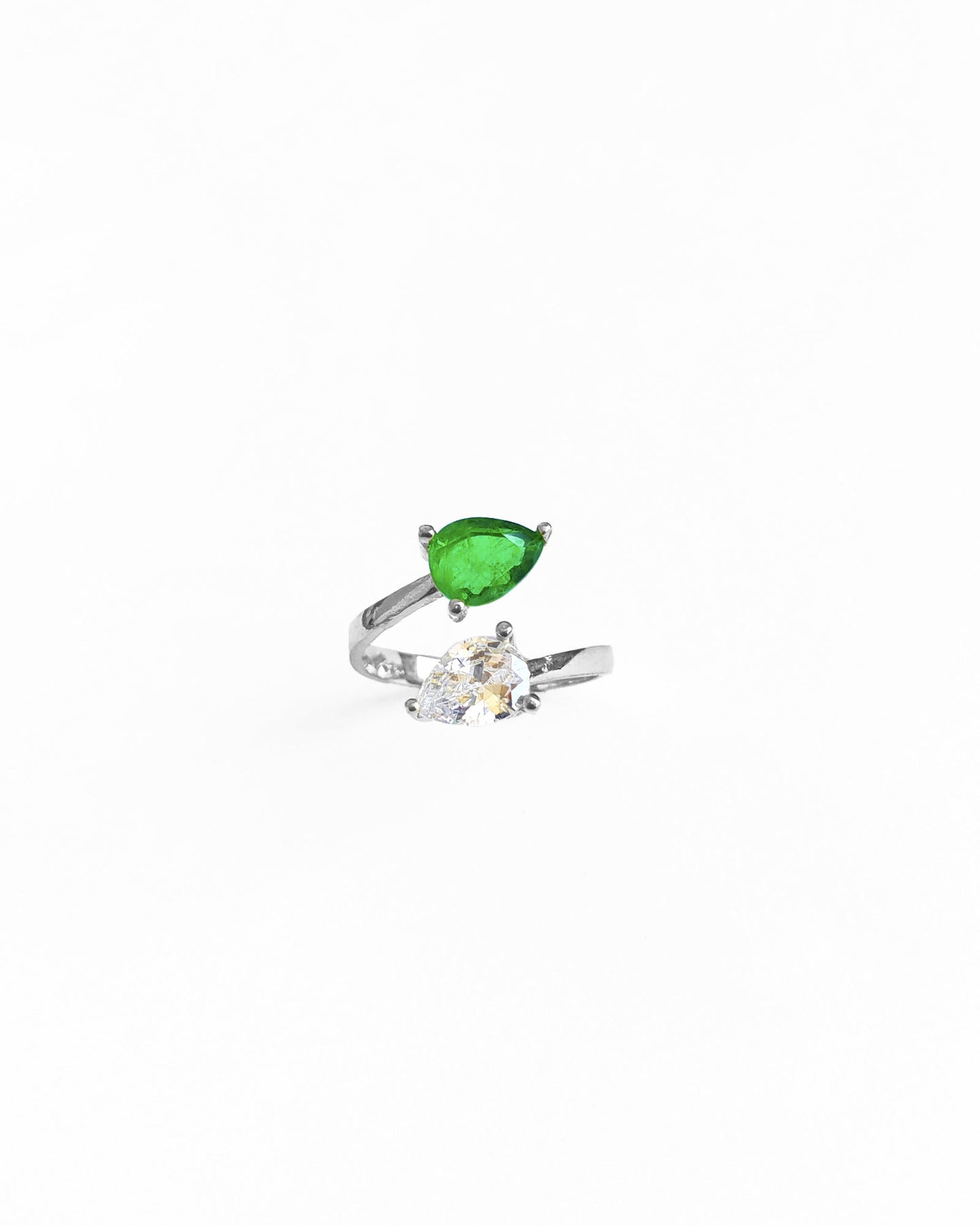 Baguette curved band Emerald rings Gold ring jacket Stackable rings, paraiba tourmaline