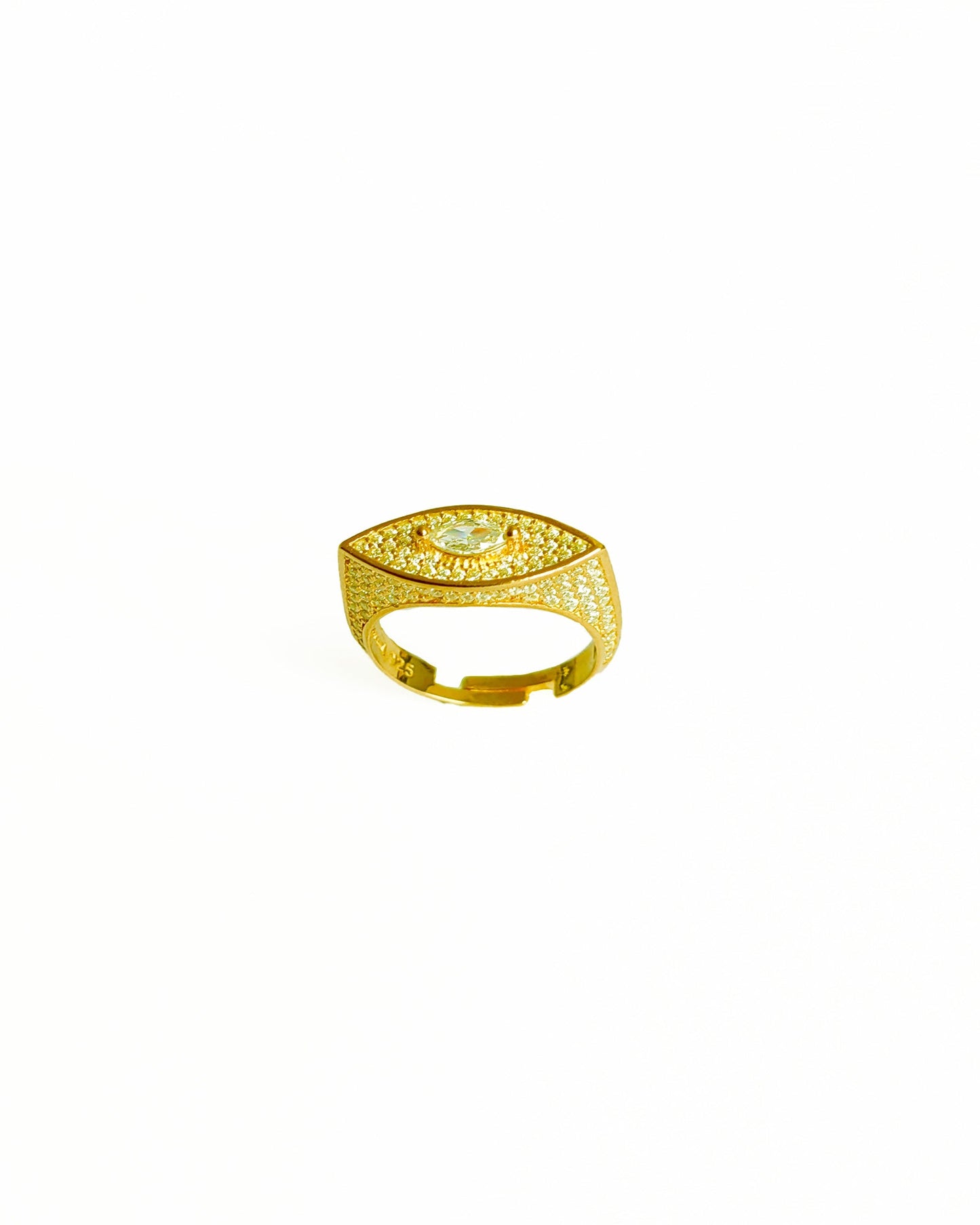 Single Stone Eye Silver Ring