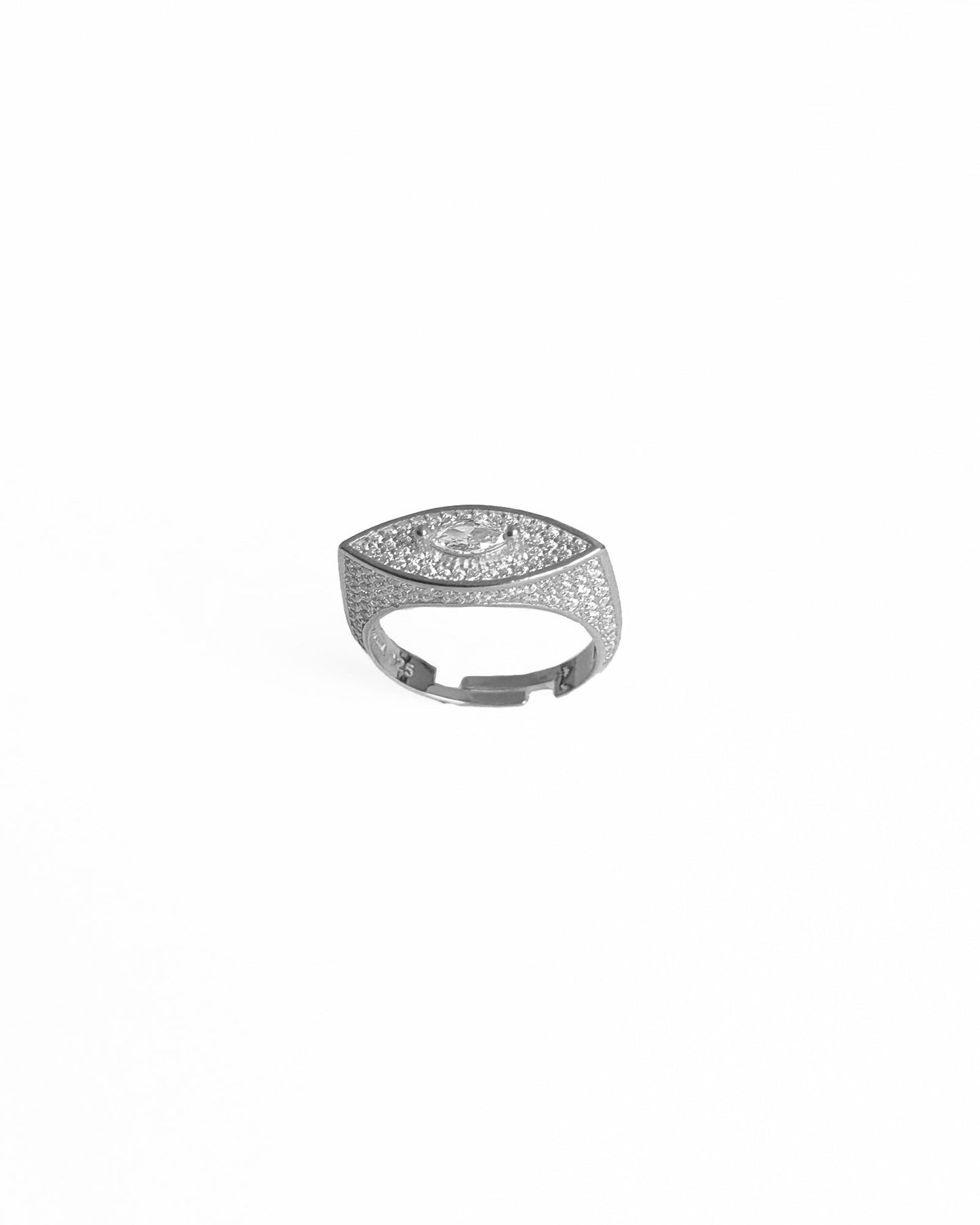 Single Stone Eye Silver Ring
