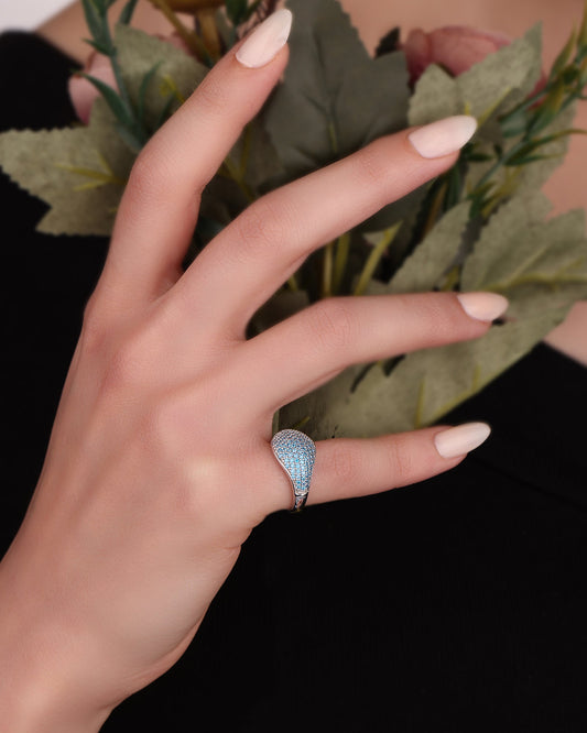 Turquoise Silver Little Finger Ring of Above the colorful Rings, Stacking Midi Ring