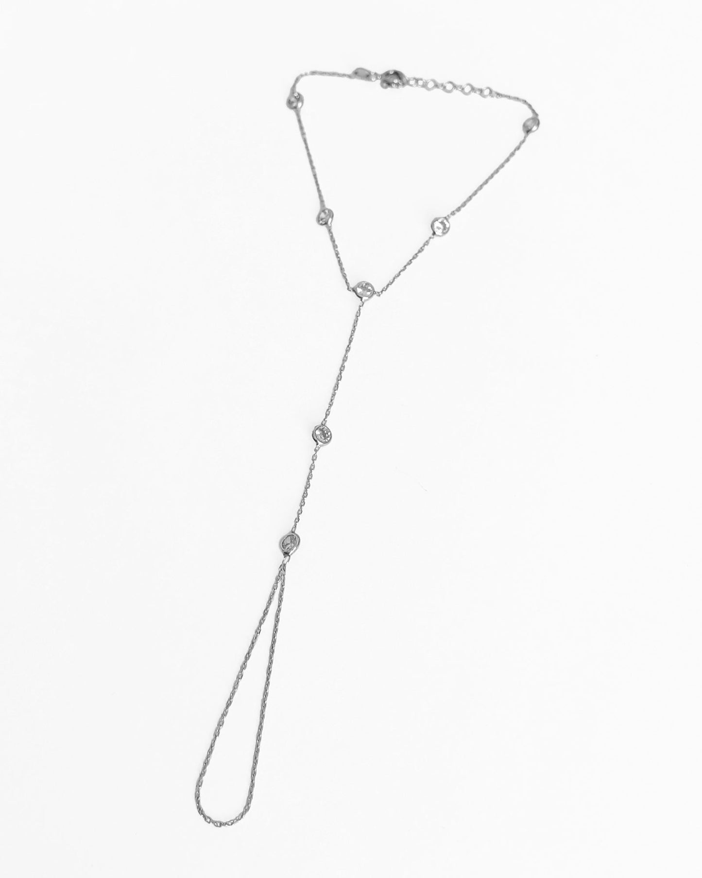 Zircon White Stone Silver Sahmeran Bracelet, Delicate Ring Bracelet