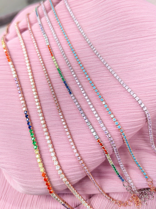 1,5 mm Zircon Stone 925 Silver Tennis Anklet