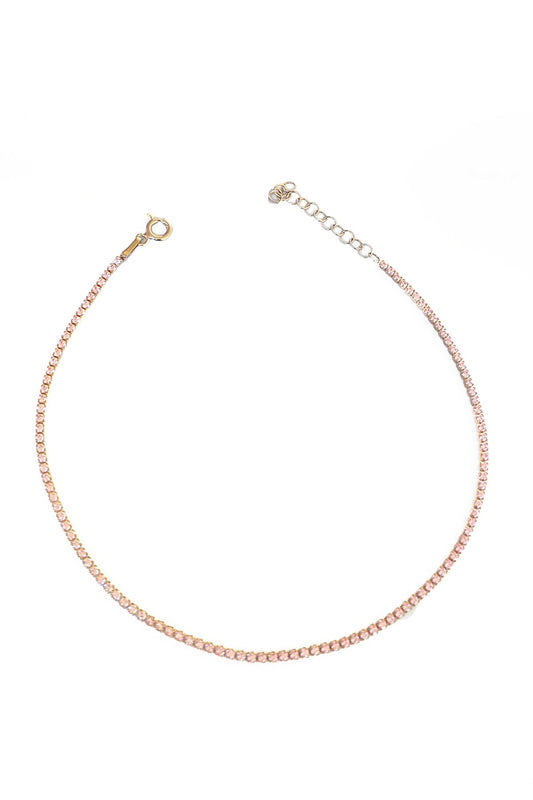 1,5 mm Pink Stone Silver Tennis Anklet