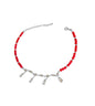 Coral Stone Dangle Silver Anklet