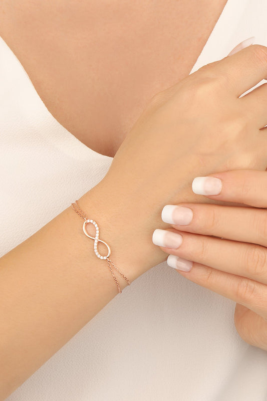 Half Stone Infinity Silver Bracelet