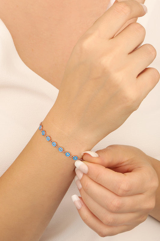 Enameled Eye Silver Bracelet