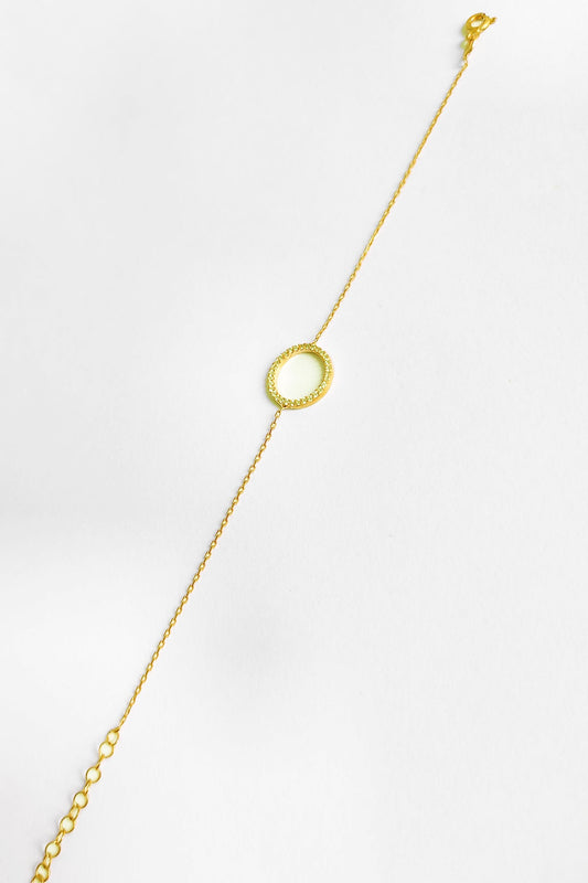 White Stone Round Silver Bracelet