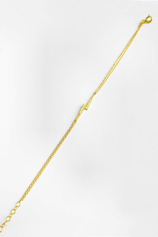 White Stone Lightning Silver Bracelet