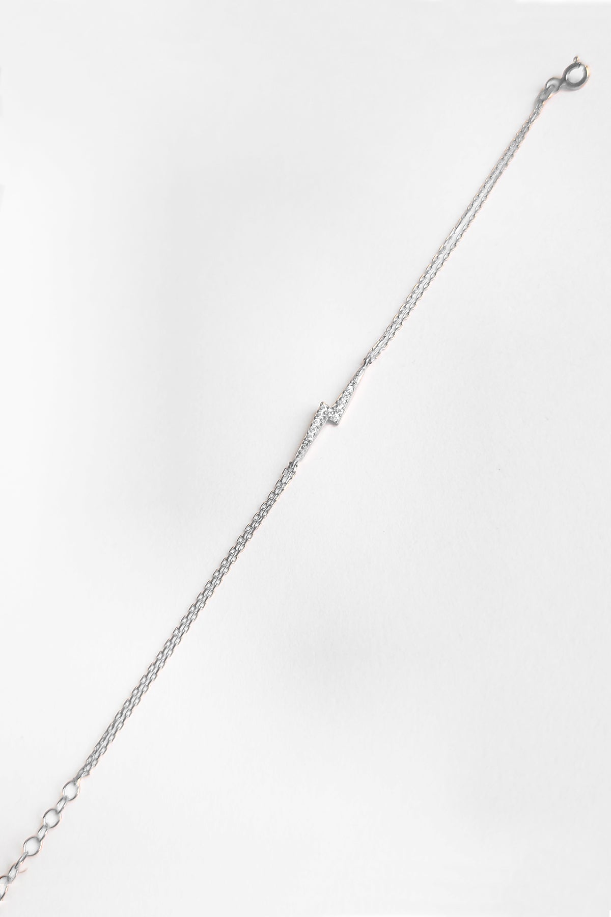 White Stone Lightning Silver Bracelet