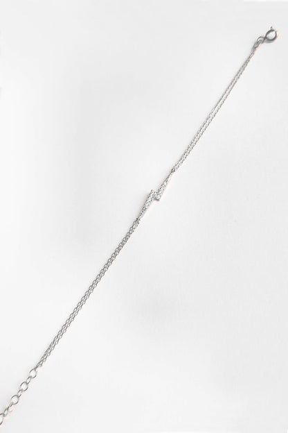 White Stone Lightning Silver Bracelet