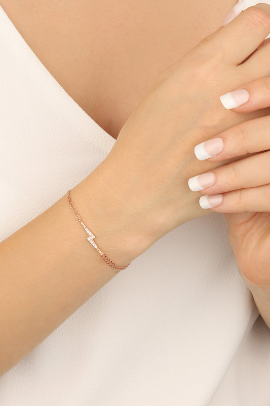 White Stone Lightning Silver Bracelet