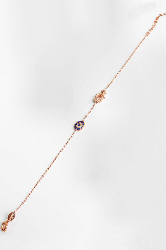 Evil Eye Bead Hamsa Sterling Silver Bracelet