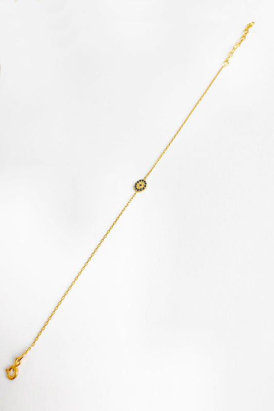 Classic Evil Eye Beaded Silver Bracelet