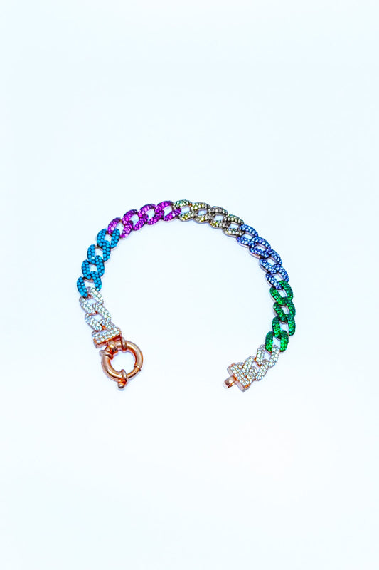 Colored Stone Silver Gurmet Bracelet