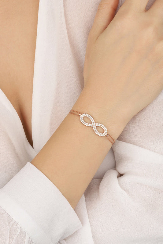 Double Row Stone Series Silver Infinity Bracelet