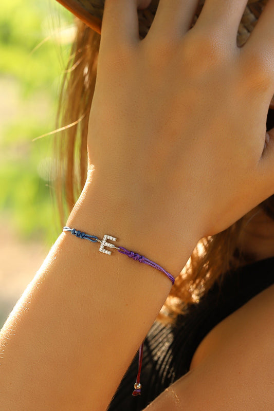 Corded Silver Letter Bracelet
