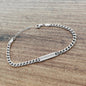 Custom Engraved Mini Bar Bracelet on Curb Chain Personalized - Personalized Dainty Name Layering Bracelet
