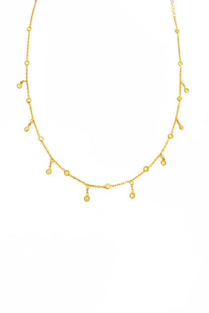 Dainty Elegant Stone style Cubic zirconia Pendent Silver Choker Necklace