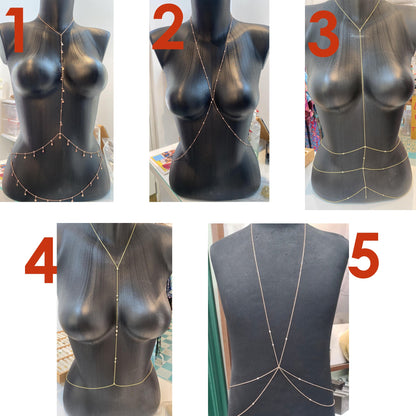 Body Jewelry, Body Chain, Layered Body Chain Bralette, Bra Beach Jewellery
