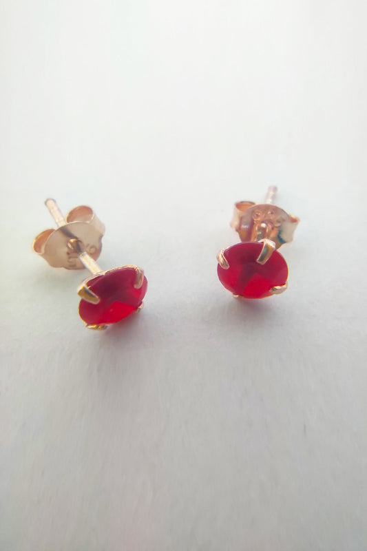 Ruby Stone Small Silver Earring