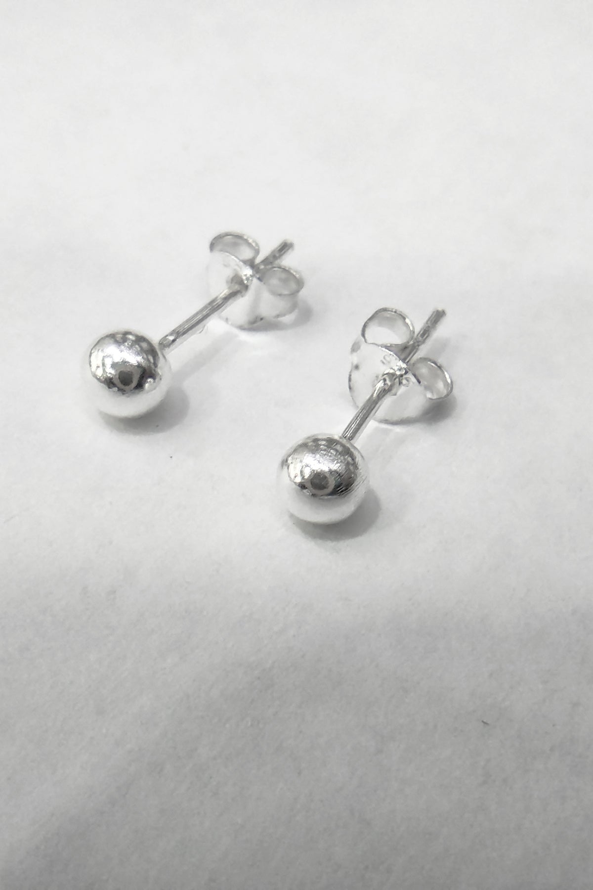 4 mm Silver Ball Earrings