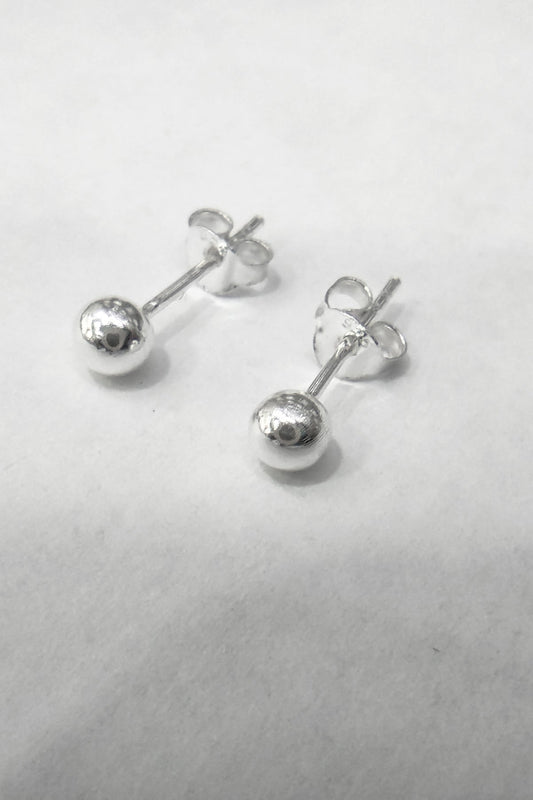 4 mm Silver Ball Earrings