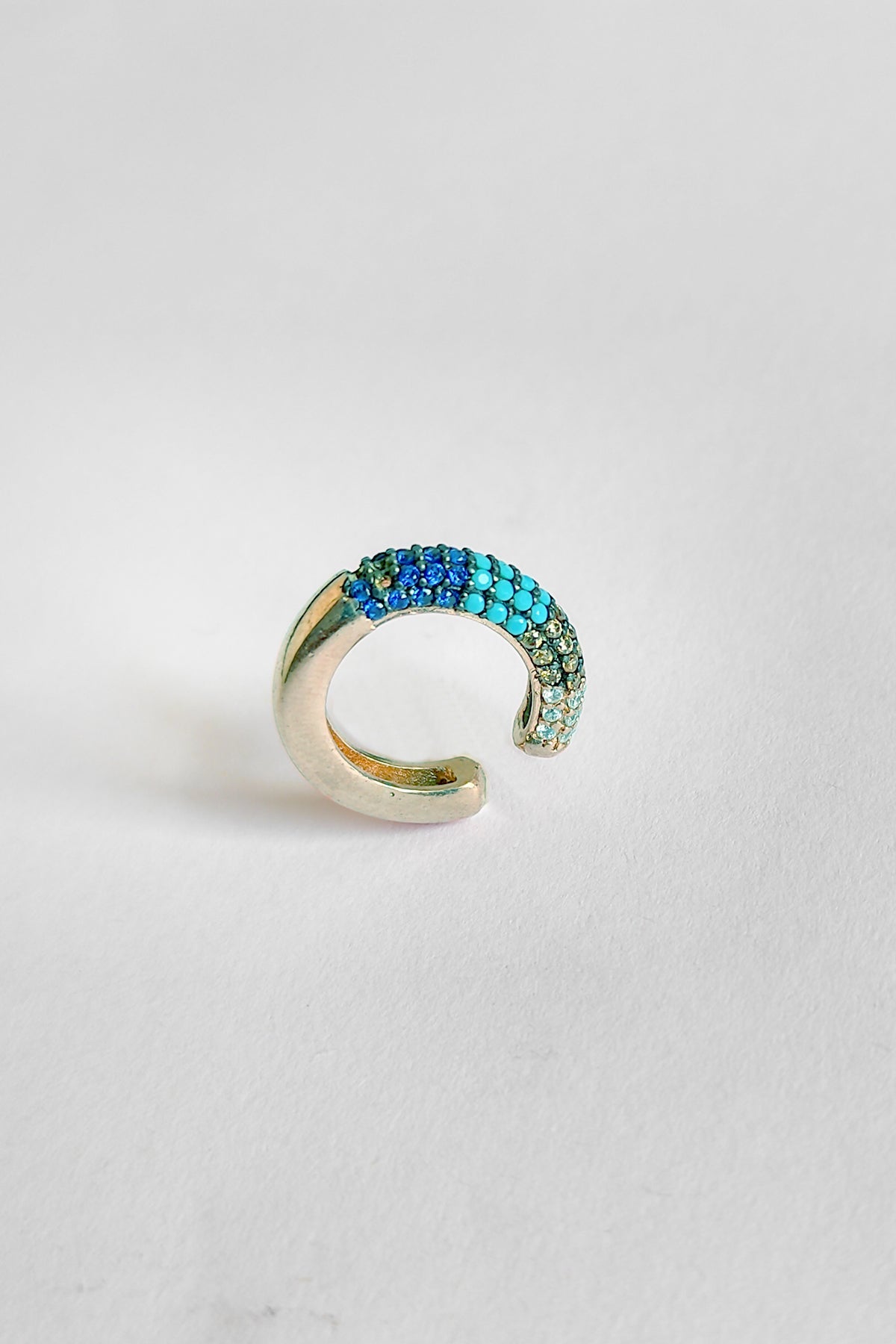 Half Colored Stone Silver Earcuff