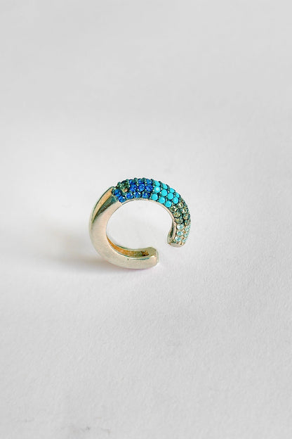 Half Colored Stone Silver Earcuff