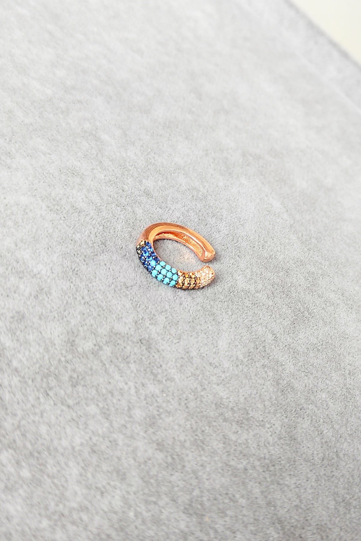 Half Colored Stone Silver Earcuff