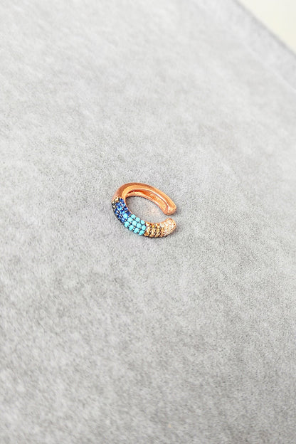 Half Colored Stone Silver Earcuff