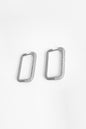 White Stone Rectangular Silver Earring