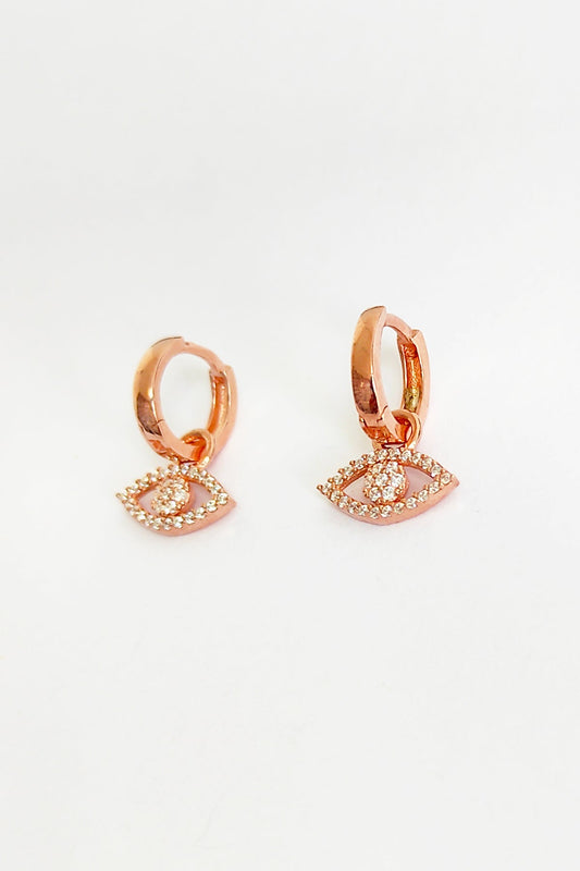 White Stone Silver Eye Earrings