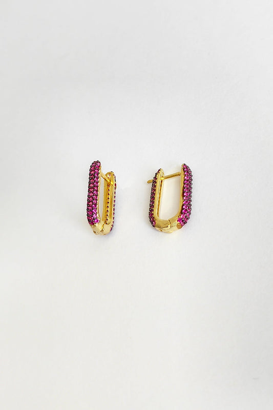 Pink Stone Studded Silver Earrings