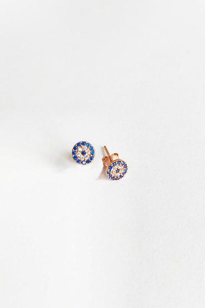 Classic Evil Eye Bead Silver Earrings