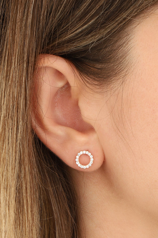 White Stone Small Hoop Silver Earrings