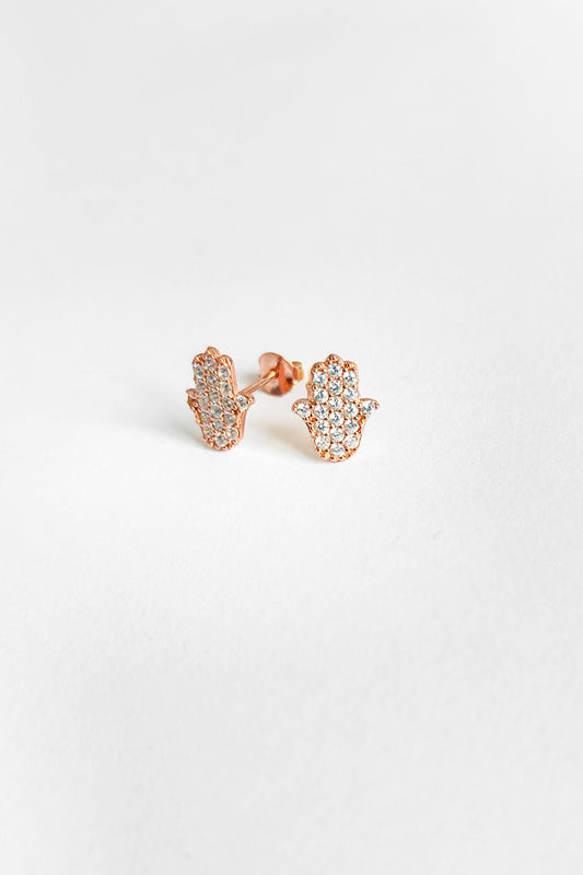 White Stone Fatima Mother Silver Earrings