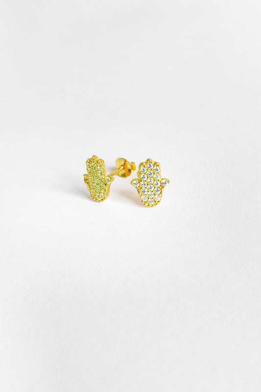 White Stone Fatima Mother Silver Earrings