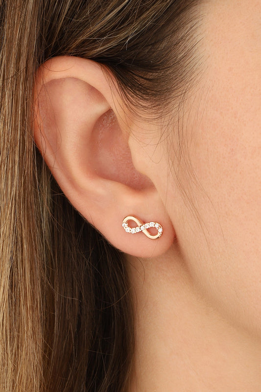 Half Stone Infinity Silver Earrings