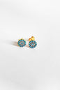 Turquoise Stone Lentil Silver Earrings