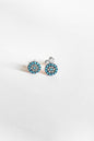 Turquoise Stone Lentil Silver Earrings