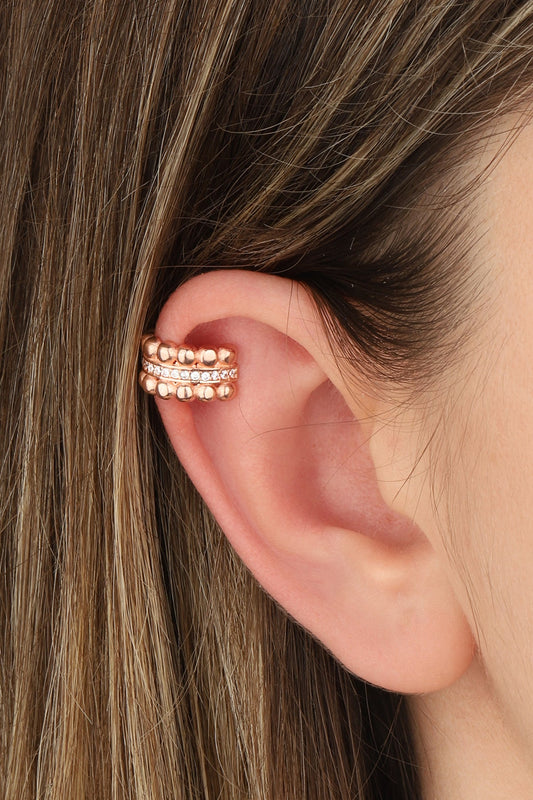 Thick Silver Cartilage Earring with White Stone